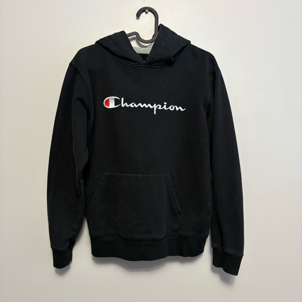 Kids Champion Black Pullover Hoodie Size XL Fitted